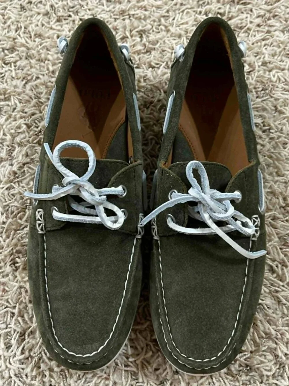 Polo Ralph Lauren Men’s Merton Suede Boat Shoes Olive, Size 9 (New)